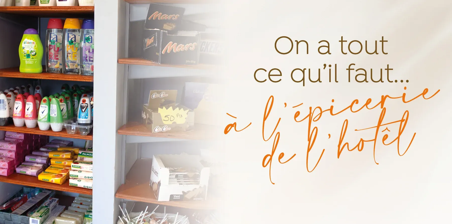 Les rayons de l’épicerie du Stanley : produits d’hygiène, confiseries et snacks